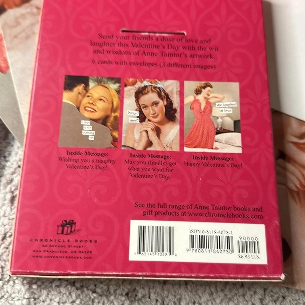 Anne Taintor 6 Very Valentine Cards w/Printed Heart Interior o/Envelopes See Pkg